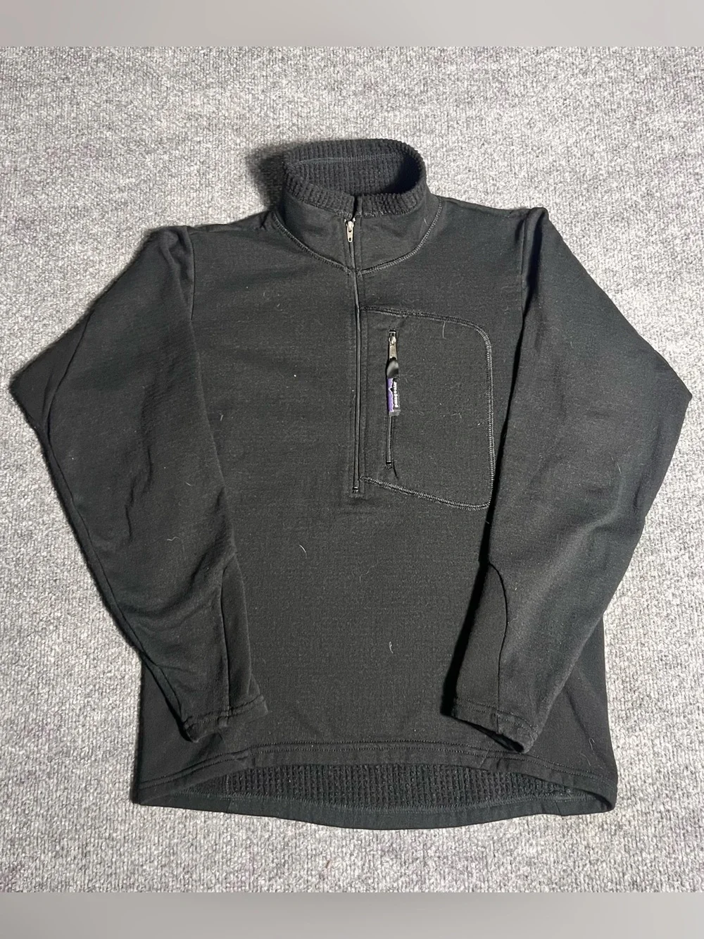 Vintage Patagonia Black Quarter-Zip Sweater with Chest Zipper Pocket
